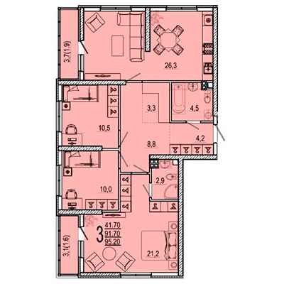 3 комнатные квартиры в ЖК Клевер