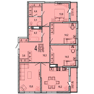 4 комнатные квартиры в ЖК Клевер