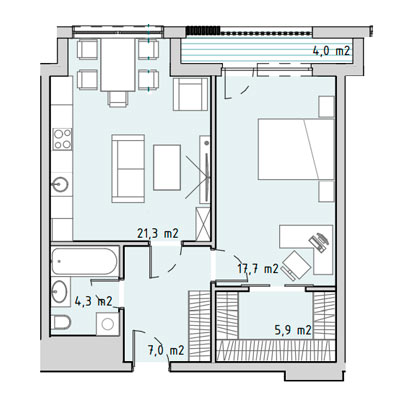 1 комнатная квартиры в ЖК Грани Residence